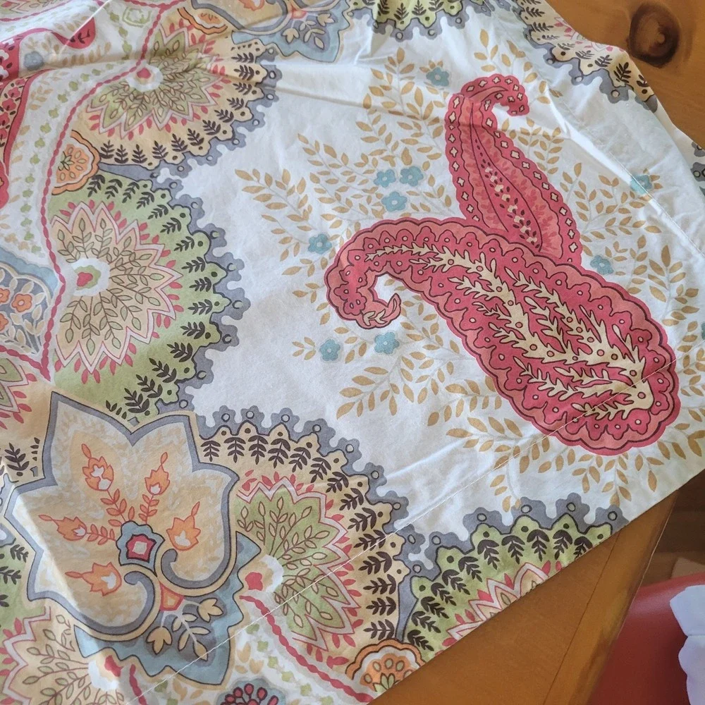 Potterybarn Paisley Abstract Euro Sham Red Green Beige (1) 26x26